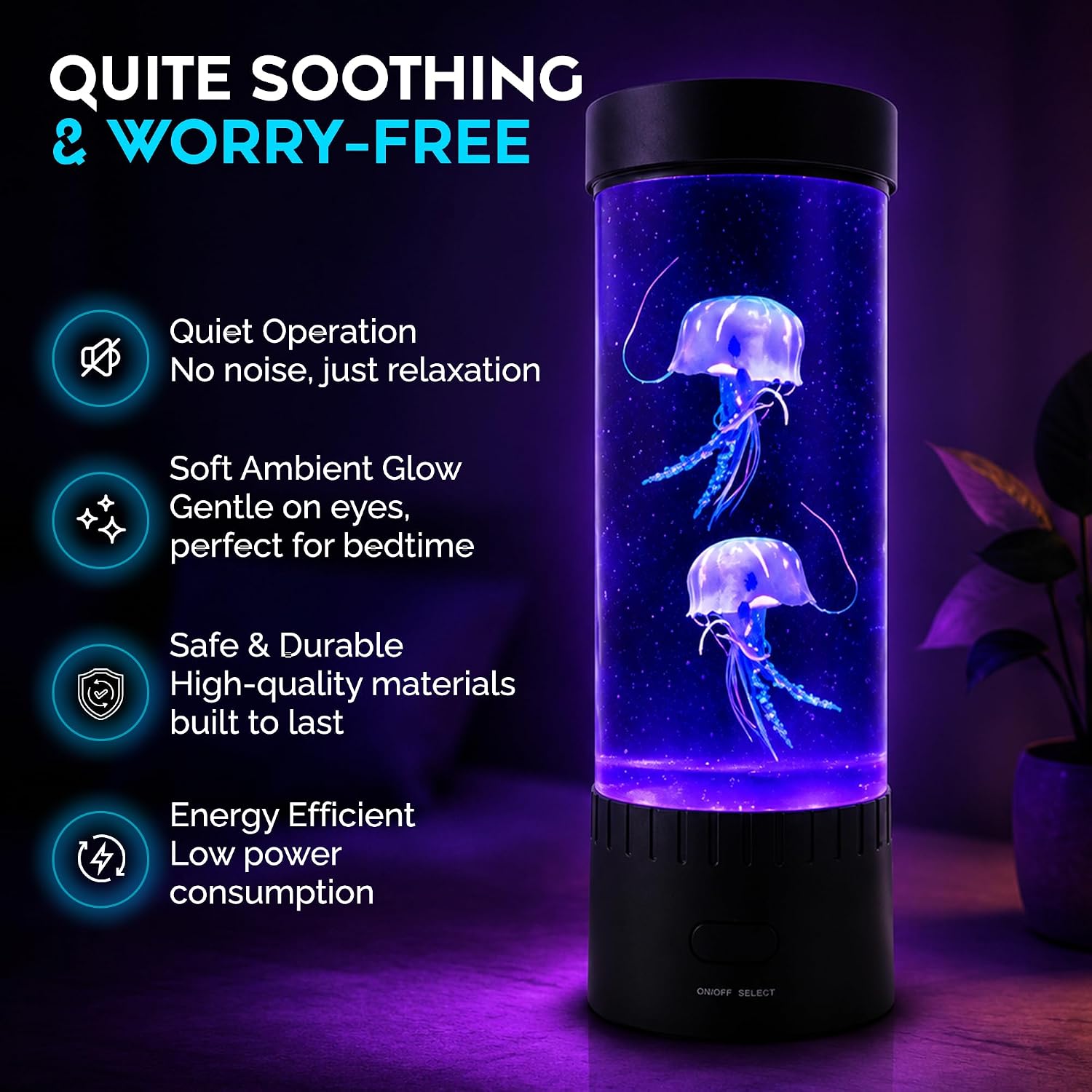 Close up of artificial jellyfish floating inside the Brewish lamp.