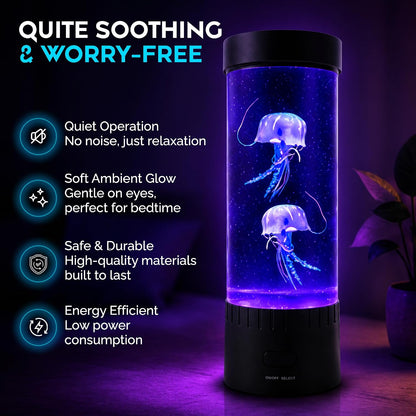 Close up of artificial jellyfish floating inside the Brewish lamp.