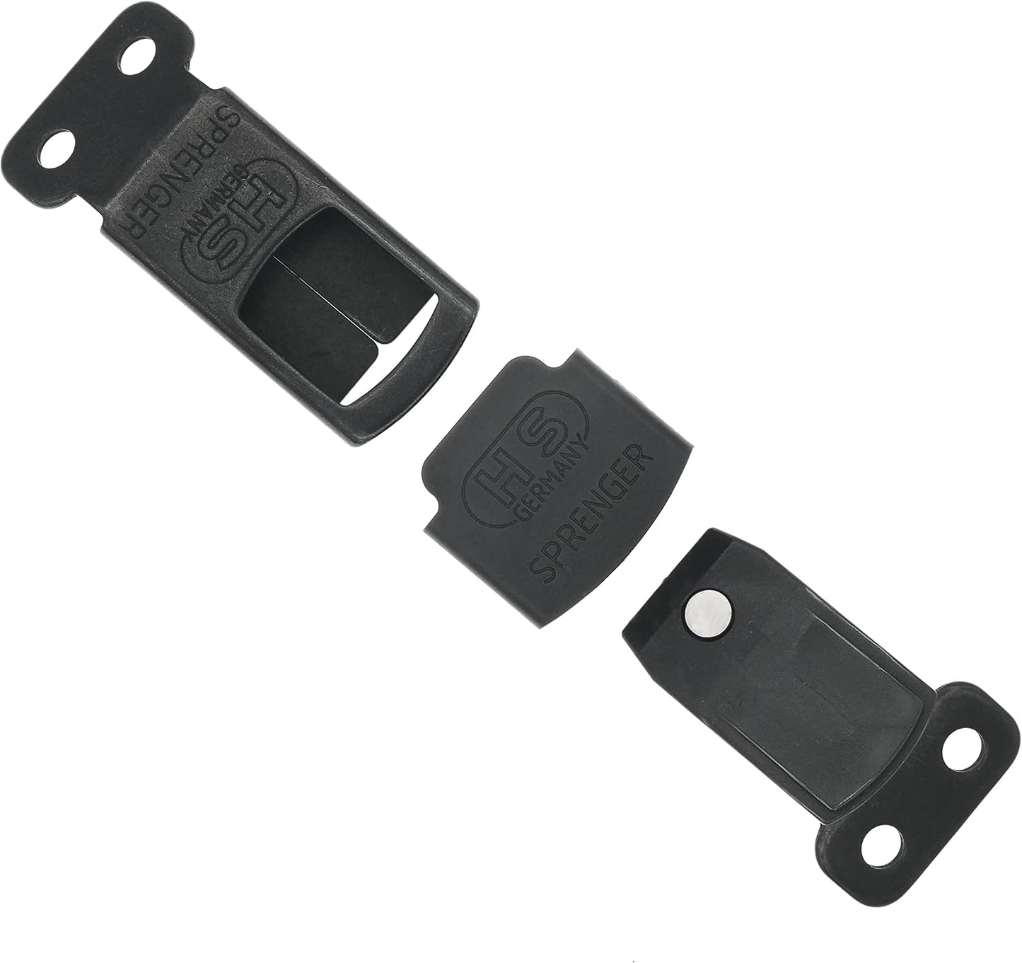 Authentic Herm Sprenger ClicLock buckle showing the sliding black plastic jacket safety shield