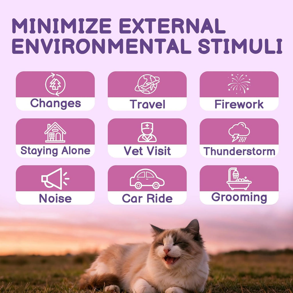 Cat calming spray bottle displaying clear directions and ingredients list