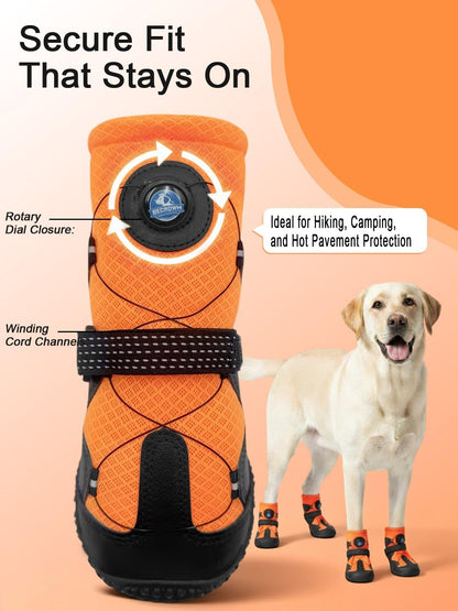 Close up of Becrowm dog shoe tension knob system