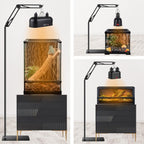 Dxoveen adjustable heat lamp stand supporting a hanging reptile lighting fixture.