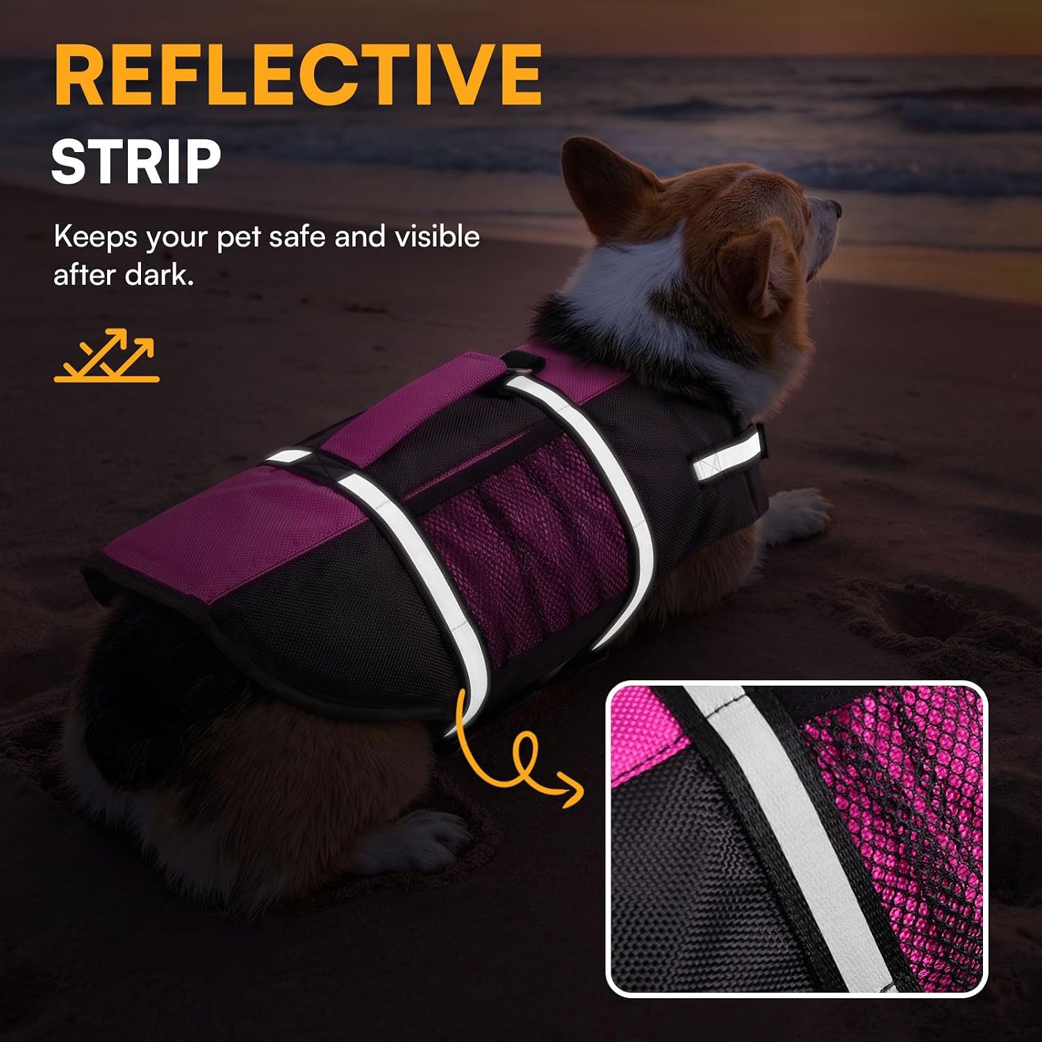 Premium imported pet safety vest with back leash ring