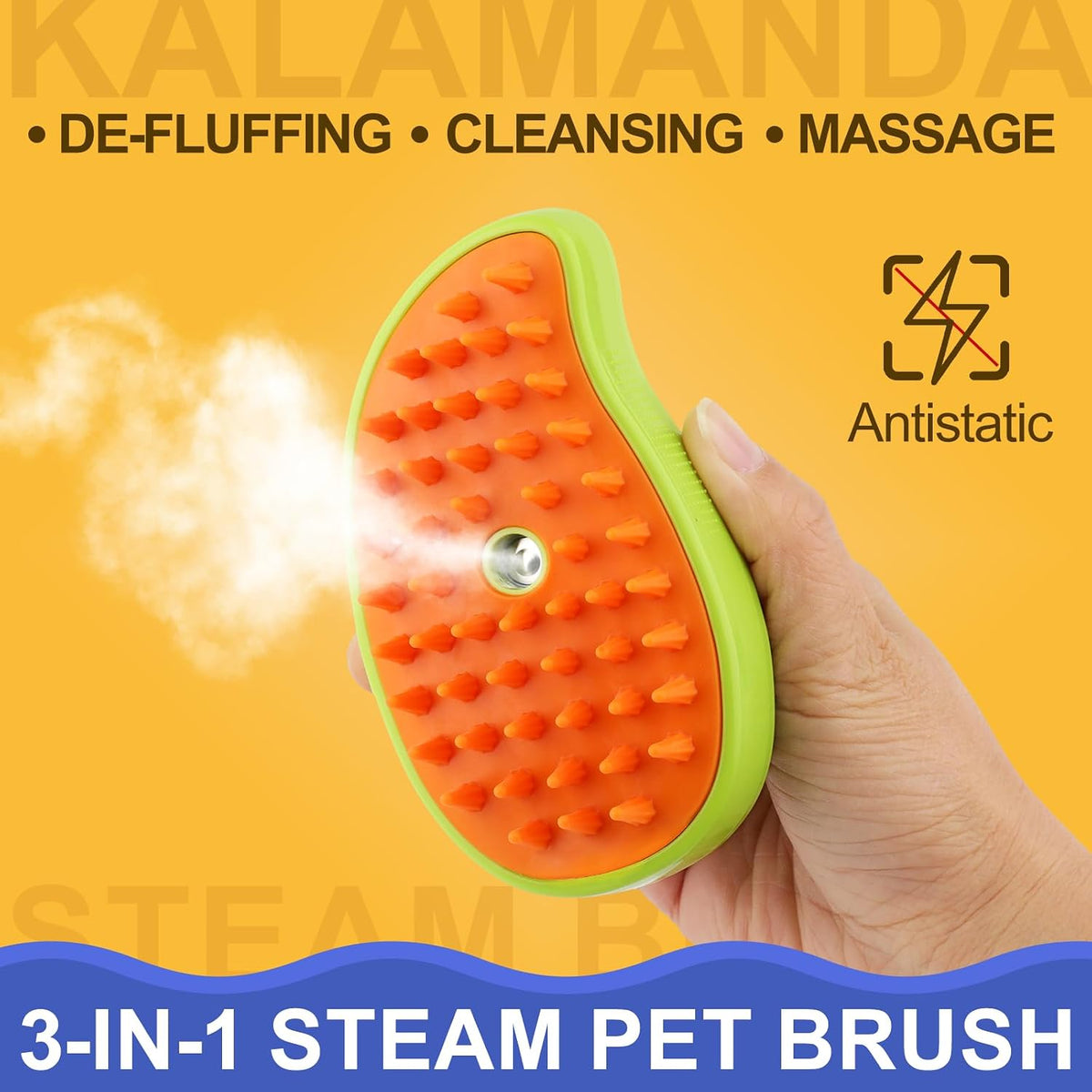 Ergonomic mango shaped handle of the Kalamanda pet hair remover brush