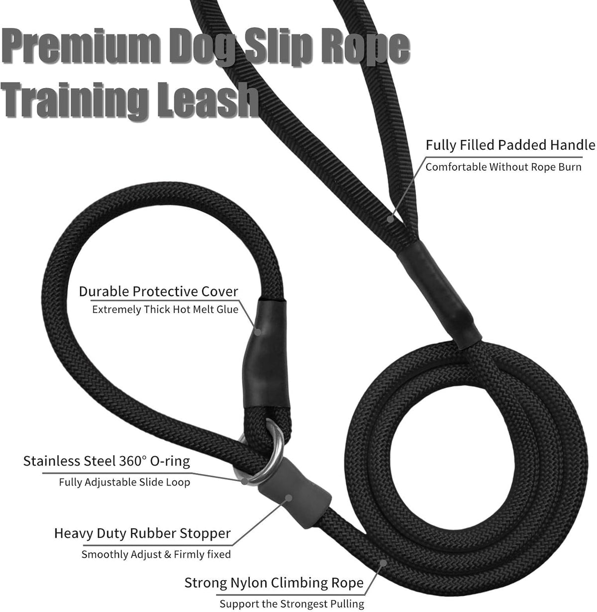 Adjustable non slip rubber stopper and welded stainless steel ring details.
