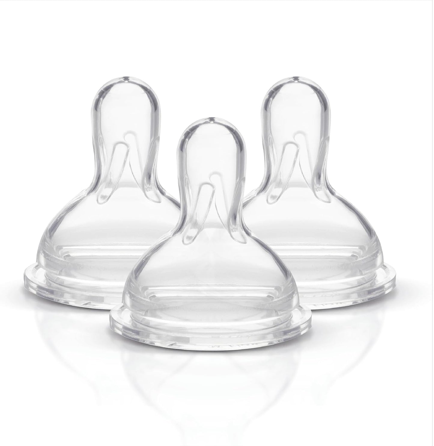 Medela slow flow wide base nipples 3 pack front view