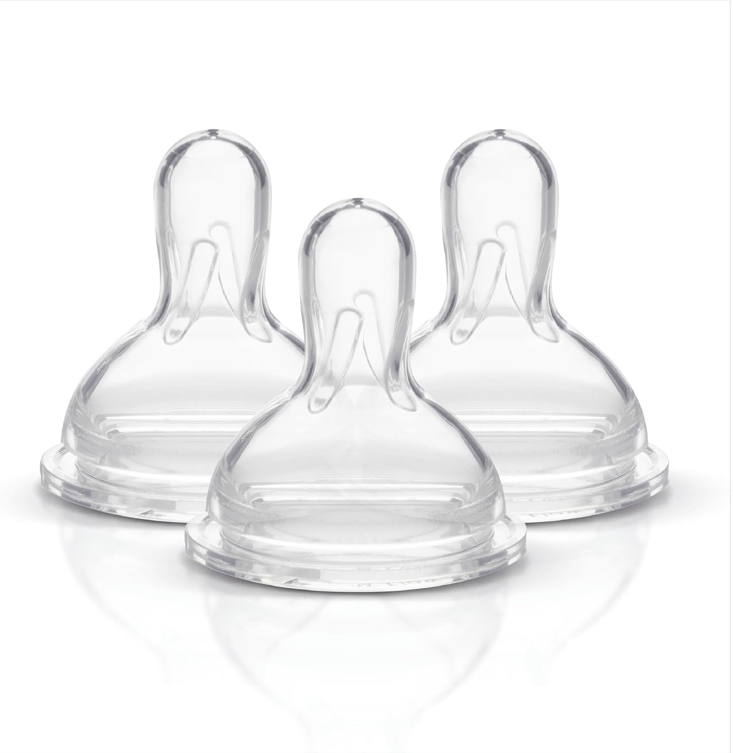 Medela slow flow wide base nipples 3 pack front view