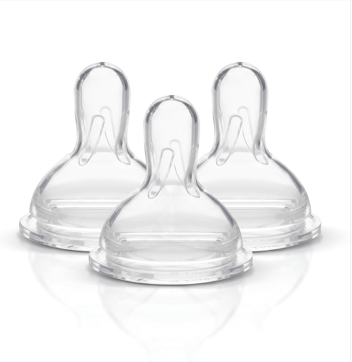 Medela slow flow wide base nipples 3 pack front view