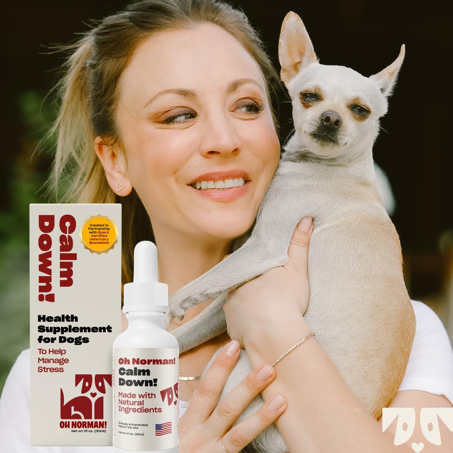 Oh Norman calming supplement packaging details