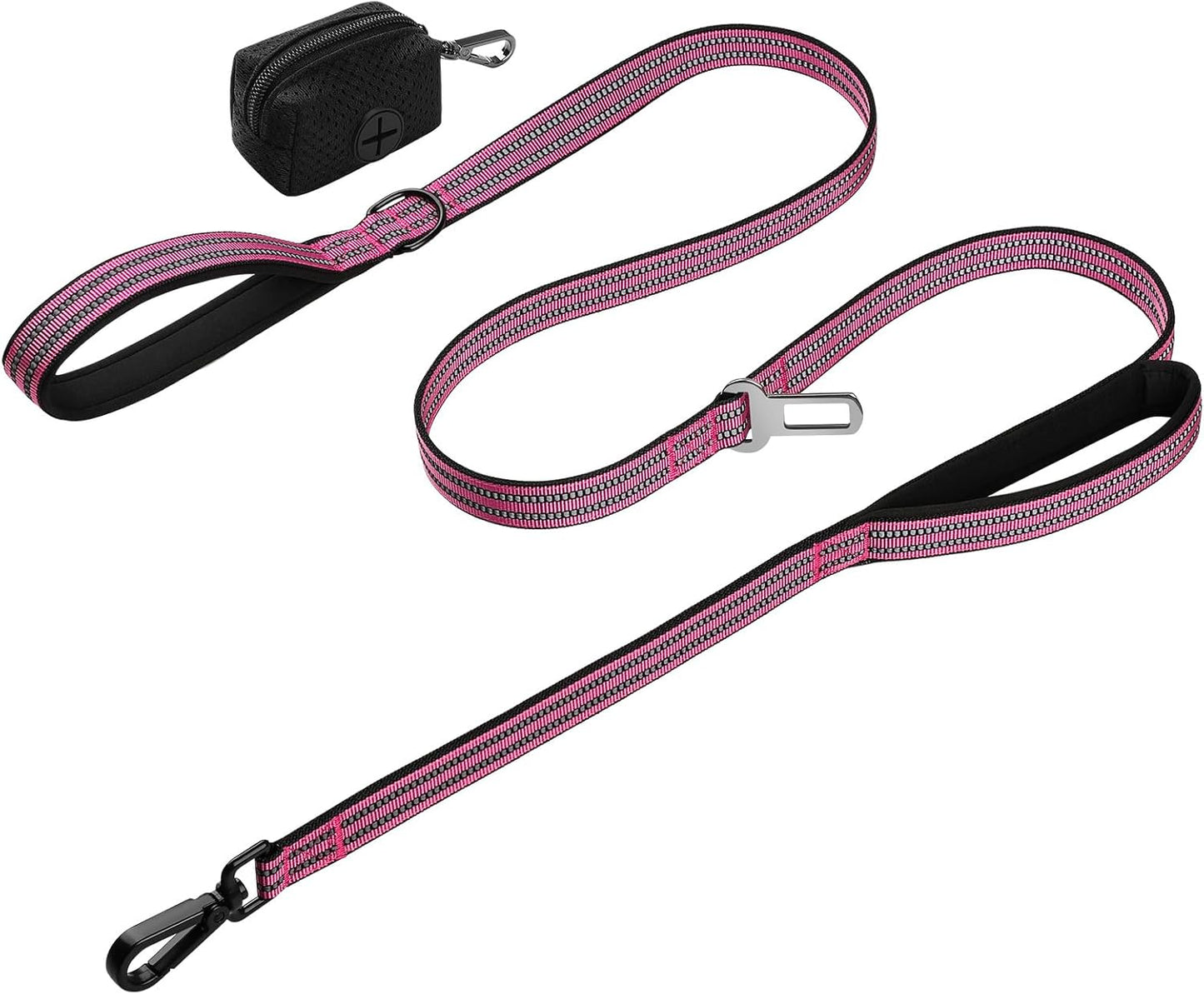 WINGOIN Dog Leash for Large Medium Dogs, Heavy Duty Dog Leashes with Double Handle, Poop Bag Holder, Metal Clip, Car Seat Belt Buckle, Reflective Tactical Pet Lead for Walking, Training (Green, 6FT) - Image 10