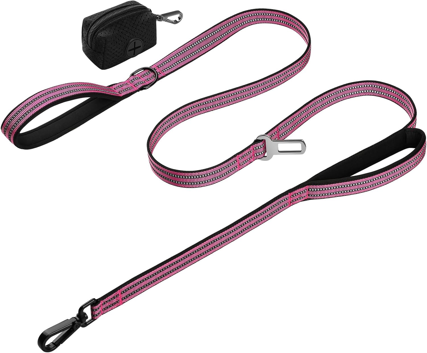 WINGOIN Dog Leash for Large Medium Dogs, Heavy Duty Dog Leashes with Double Handle, Poop Bag Holder, Metal Clip, Car Seat Belt Buckle, Reflective Tactical Pet Lead for Walking, Training (Green, 6FT) - Image 10