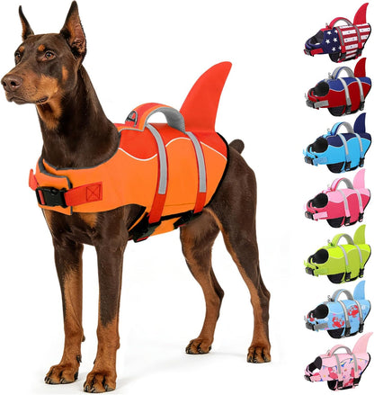 AOFITEE Dog Life Jacket, Dog Life Vest for Swimming, Shark Dogs Swimming Vest with Rescue Handle and Reflective Stripe, Ripstop Pet Float Coat Swimsuit Lifesaver Small Medium Large Dogs Pink XL - Image 10
