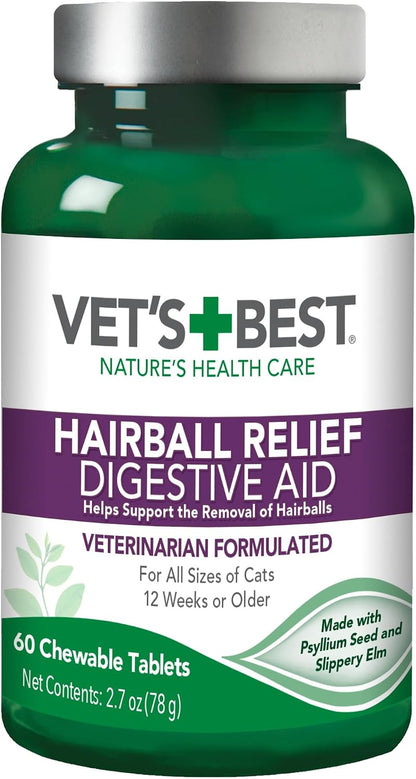 Vet's Best cat hairball relief digestive aid 180 count container directions