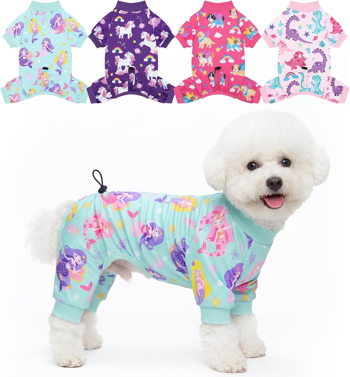 XPUDAC 4 Pack Dog Pajamas, Soft Puppy Clothes with Drawstring Adjustable Stretchy Dogs Onesie for Small Medium Doggie Shed Defender Dog Suit Pet Outfit Boy, S - Image 12