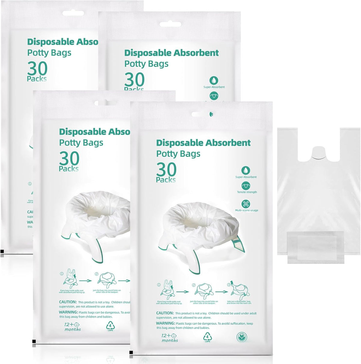 Uocai 120 pieces travel potty bags liners front view