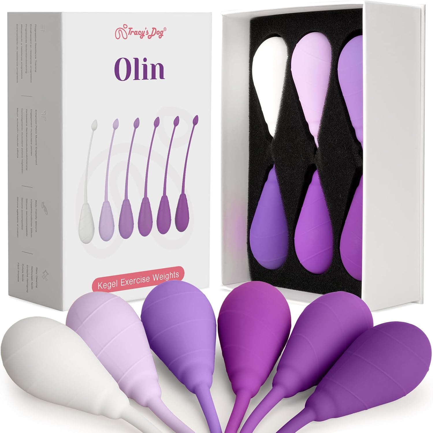 Intimate Rose Tracy's Dog Kegel Weights set front view for pelvic training.