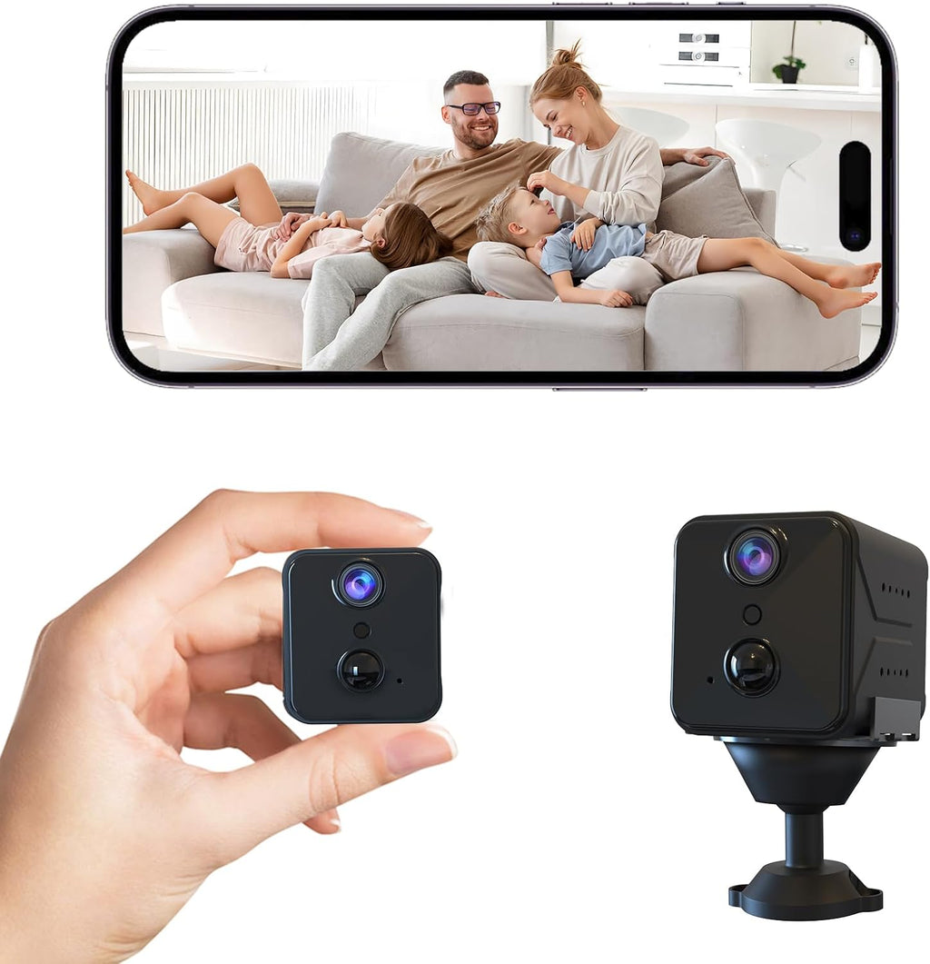 Javiscam upgraded 4K wireless mini security camera front view showing the premium wide angle lens