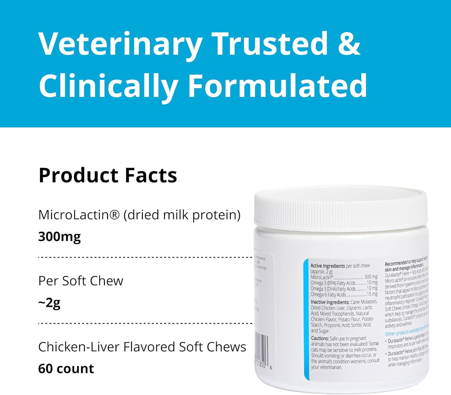 Close up of Duralactin chicken-liver flavor soft chews