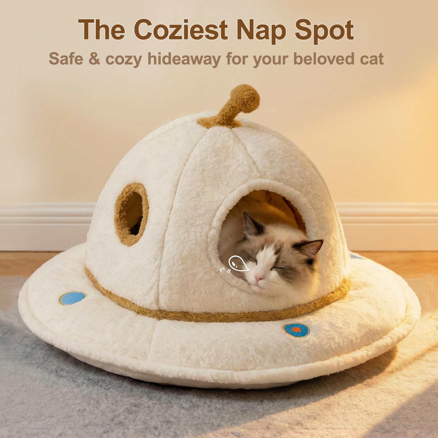 Mellownido cat house with plush cushion interior