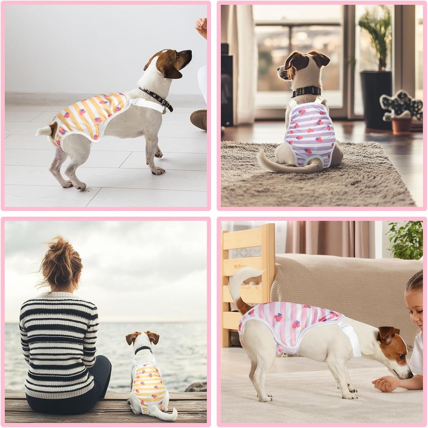 Jollywoods dog diaper jumpsuit showing secure hook and loop fasteners