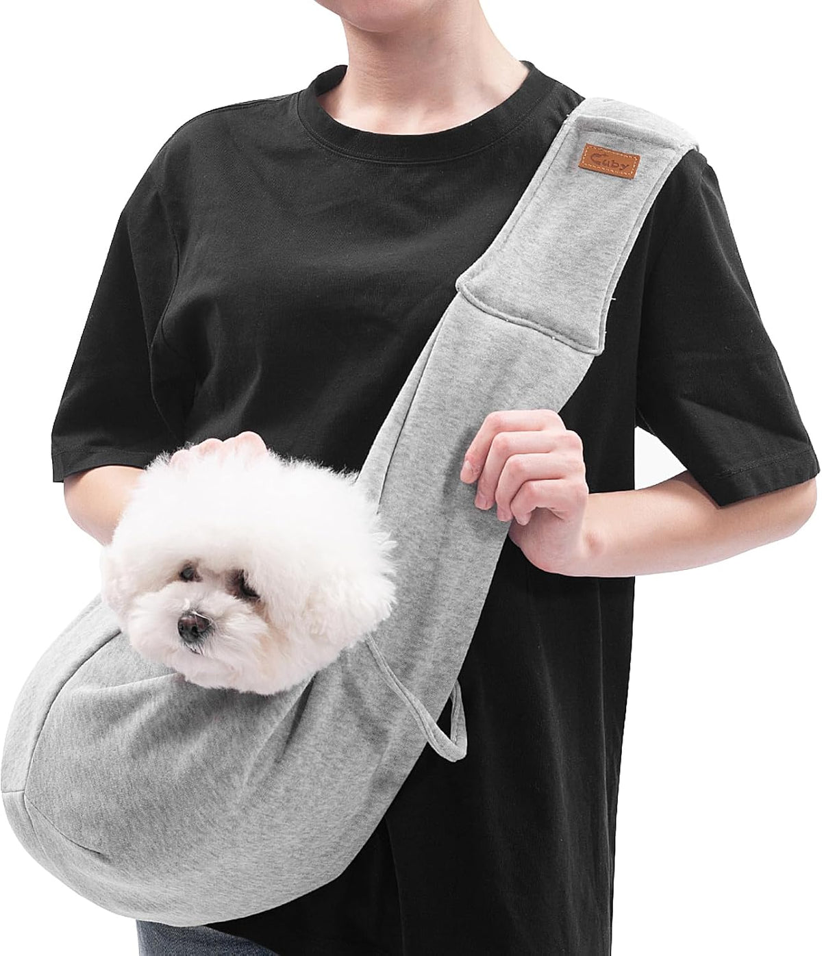 CUBY Dog and Cat Sling Carrier, Hand-Free Dog Carrier Slings with Adjustable Straps Pocker, Puppy Slings Carrier for Small Dogs Cats Outdoor Travel Bag(Black, M-Adjustable Strap) - Image 12
