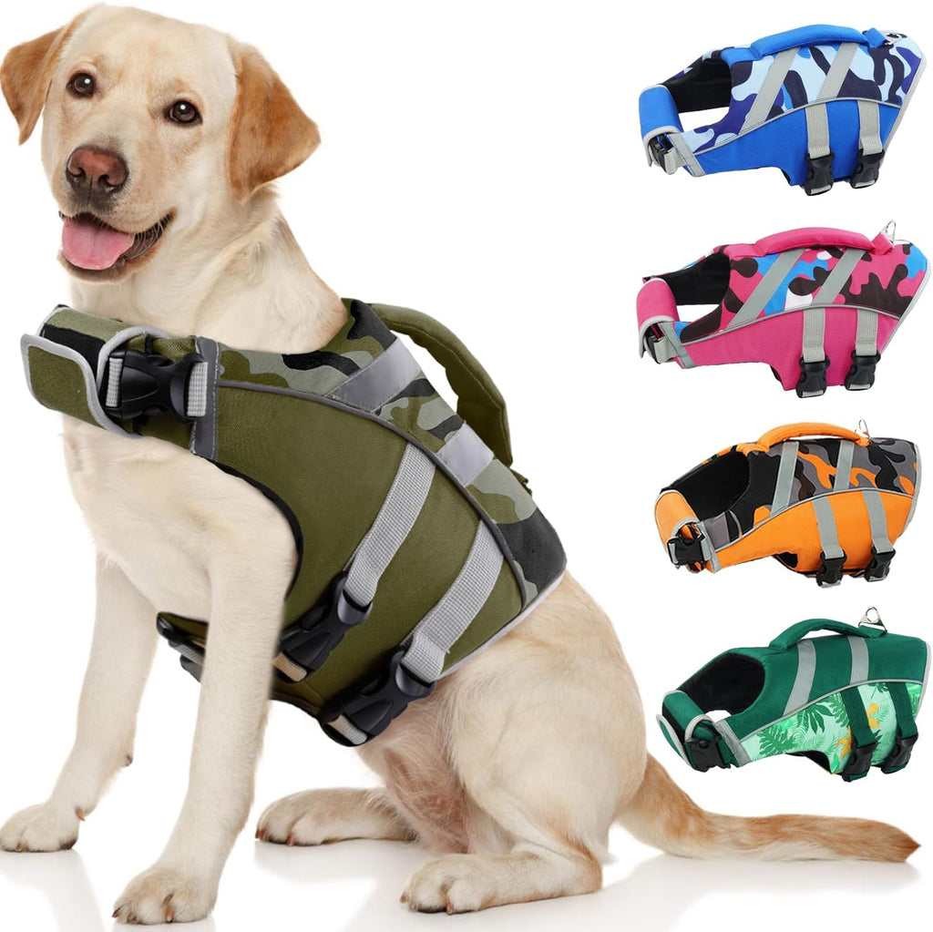 Kuoser Dog Life Jacket with Reflective Stripes, Dog Life Vest for Swimming Boating, Adjustable Pet Lifejackets with High Flotation, Doggie Swimsuit for Small Medium Large Dogs - Image 10
