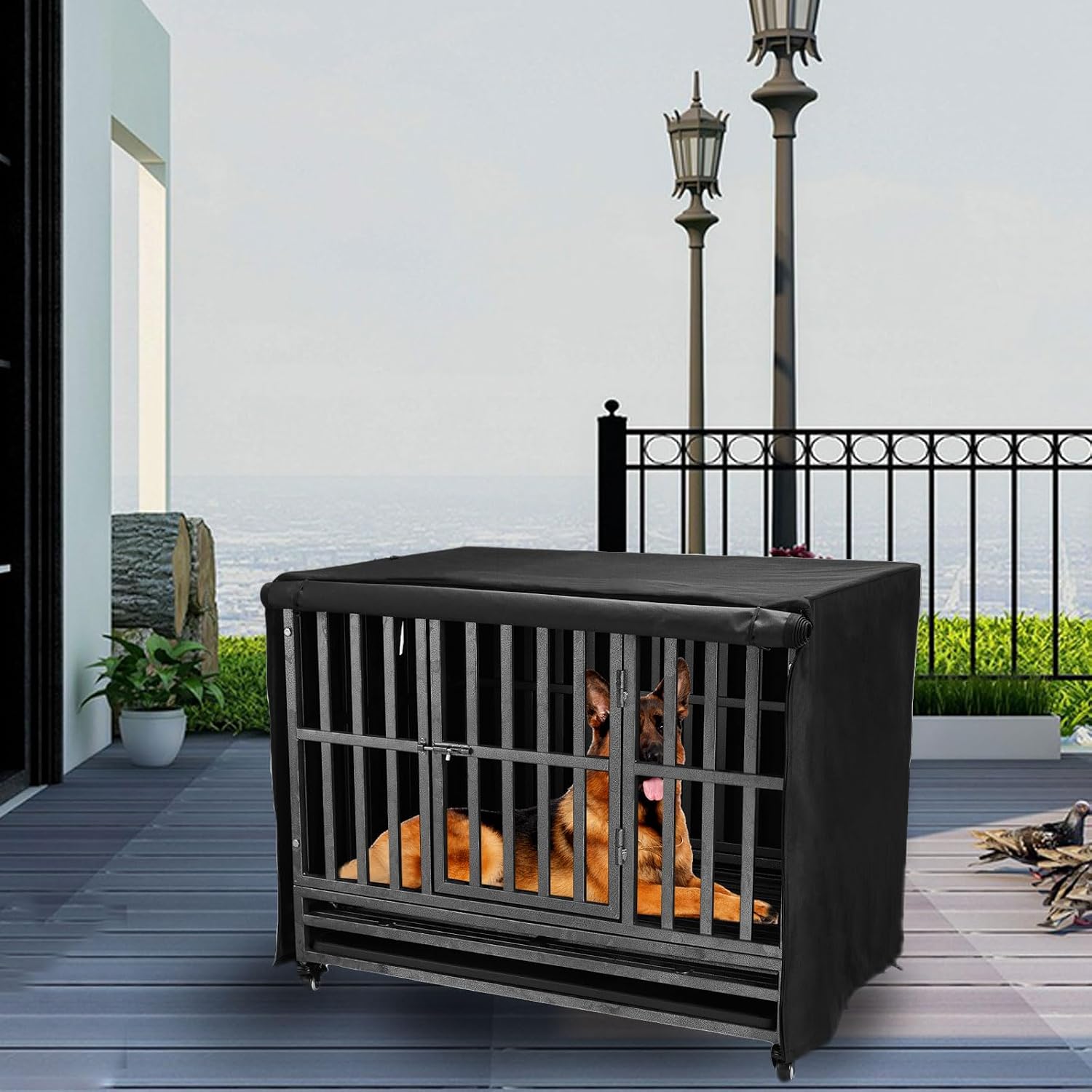 Flashine 48 inch large dog crate cover dimensions and fitting guide