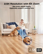 Vimtag 2.5K security camera showing 360-degree pan and tilt design