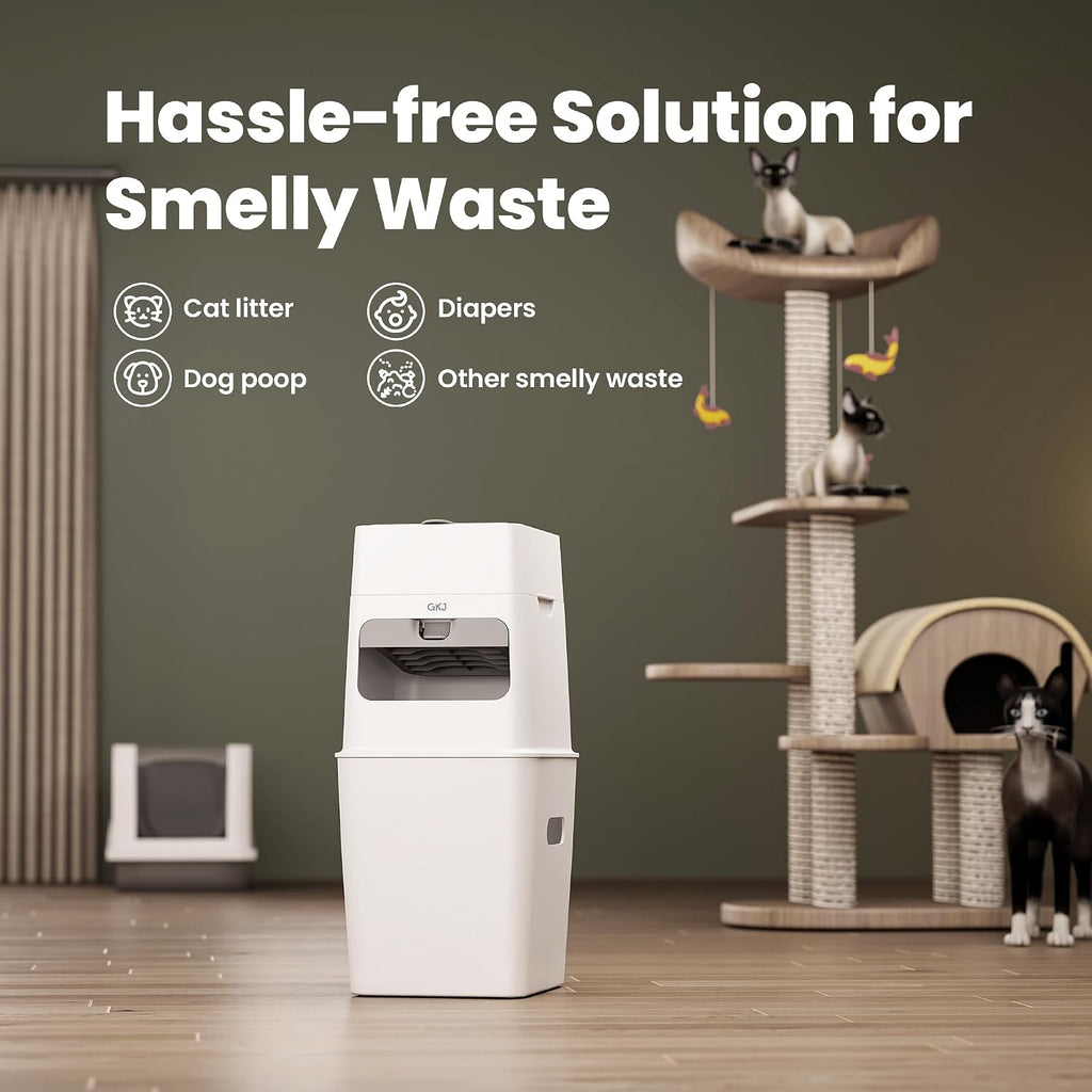GKJ Cat Litter Box Waste Disposal System for Odor Control Cat Litter Trash Can | Includes 1 roll of 16 Easy Tear-Off Bags | Diaper Trash Can - Image 11
