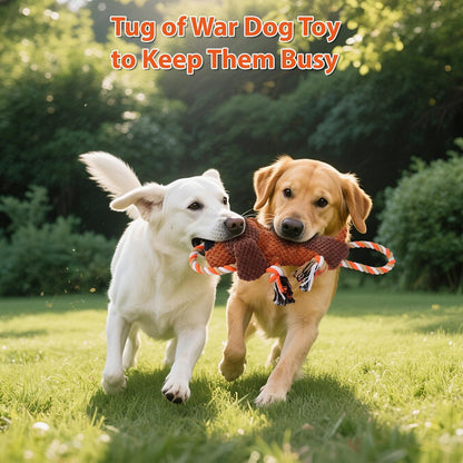 Squeaky dog toy with hidden crinkle paper for mental stimulation.
