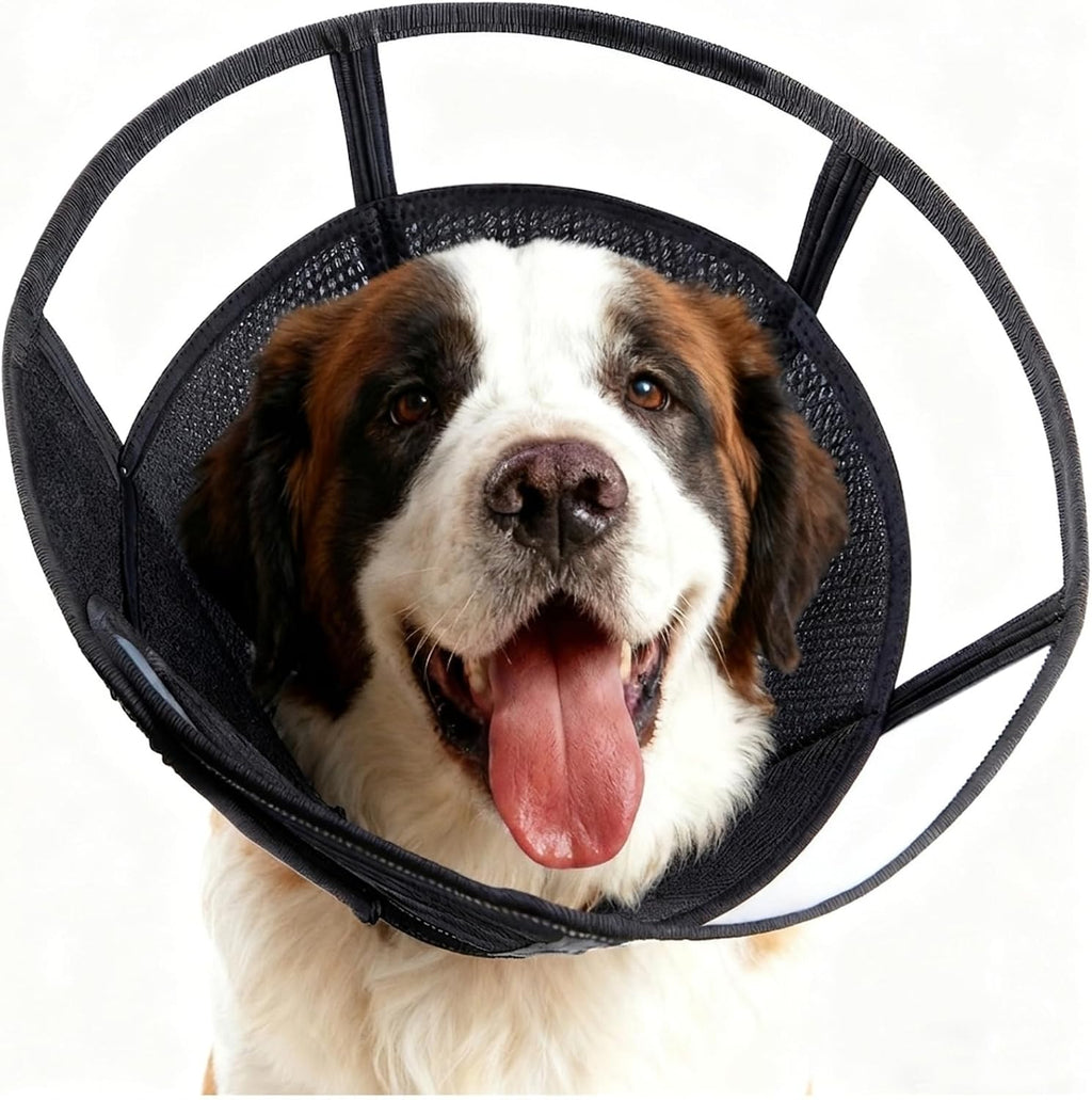 Soft Dog Cone, Stop Licking Deep Pet Recovery Collar After Surgery for Large Medium Dogs, Clear Plastic Breathable Elizabethan Head Neck Circle, Adjustable Comfortable Cones 25cm /10" Long (L Black) - Image 15