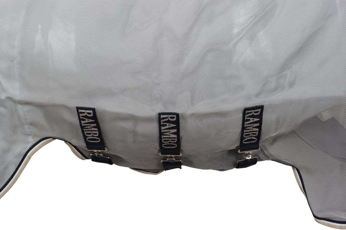 Horseware Rambo Protector Fly Sheet showing the extended belly band and three surcingles.