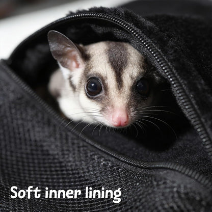 2 Pack Carry Bonding Pouch Sugar Glider Pouch Breathable Soft Hamster Carrier Small Animal Travel Sleeping Bag Cage with Strap Zipper for Squirrels Hamsters Rodents Other Small Pets - Image 5