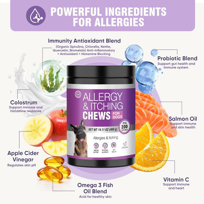 Close up view of healthy skin and coat daily vitamins for dogs.