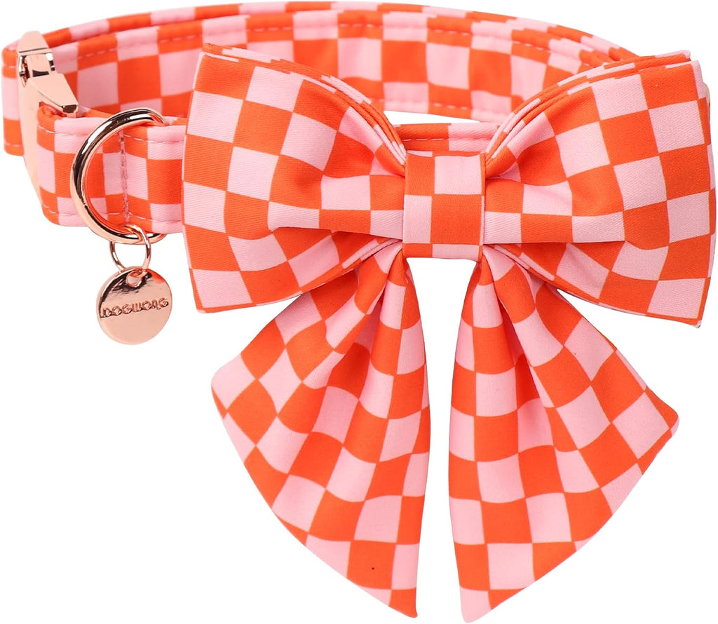 DOGWONG Christmas Dog Collar with Bow Tie - Christmas Red Plaid Puppy Collar, Adjustable Red Checkered Dog Collars for Girl Boy Dogs, S - Image 12