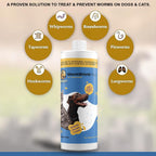 Roasted chicken flavor pet worm medicine with precise dosing dropper.