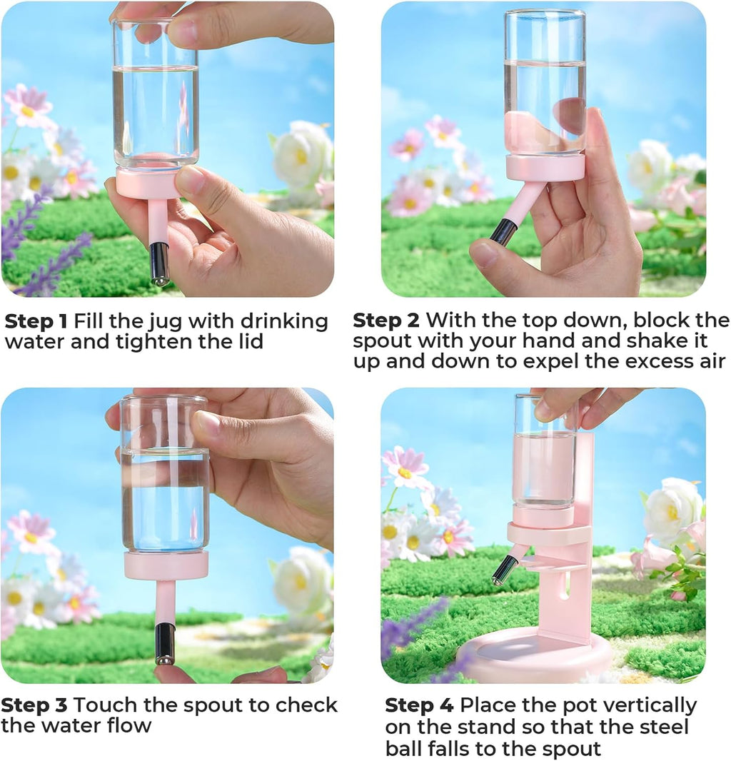 Guinea Pig Water Bottle No Drip - 4 oz Hamster Water Bottle for Glass Tank with Adjustable Stand, Leak Proof Small Animal Water Dispenser for Cage - Image 4