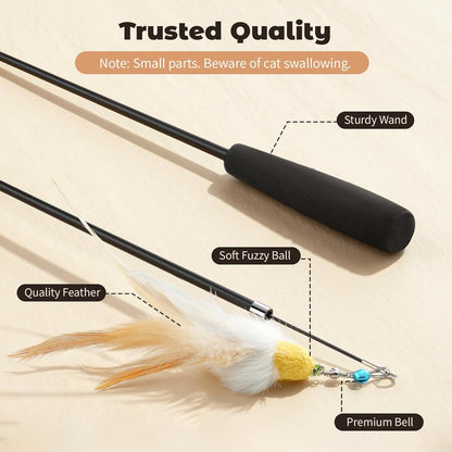 Lightweight and durable handle of the VavoPaw extendable pet teaser wand being held comfortably.