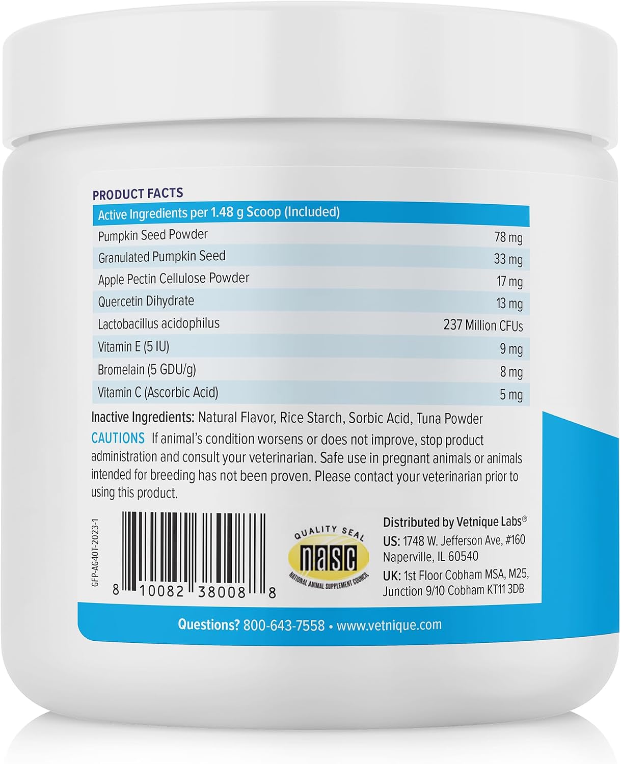 Authentic Vetnique Glandex four ounce tuna flavored supplement for feline digestion