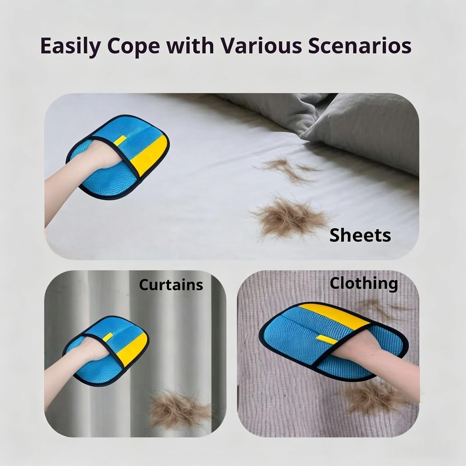 Purepath dog and cat grooming glove being used on carpet
