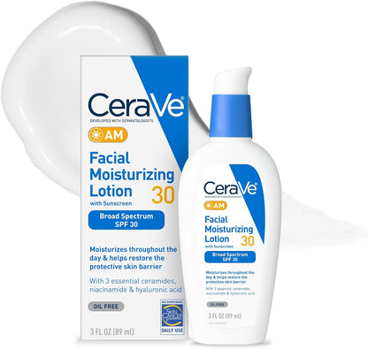 CeraVe AM Facial Moisturizing Lotion SPF 30 front view of 3 ounce bottle