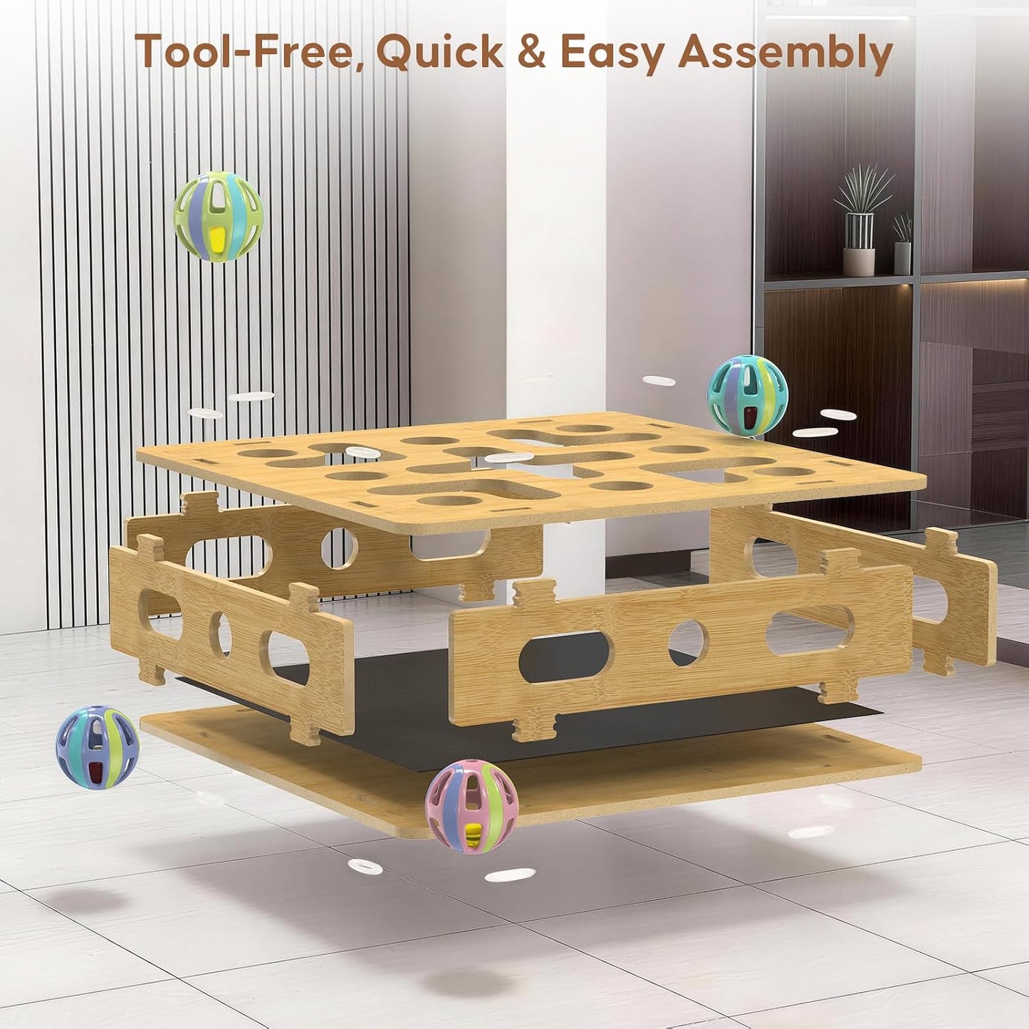 Stress free alternative to cat nail clippers featuring a heavy duty solid wood construction.