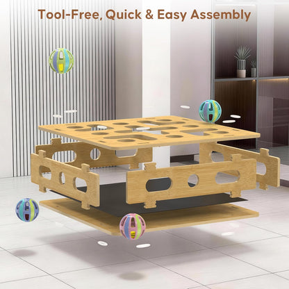 Stress free alternative to cat nail clippers featuring a heavy duty solid wood construction.