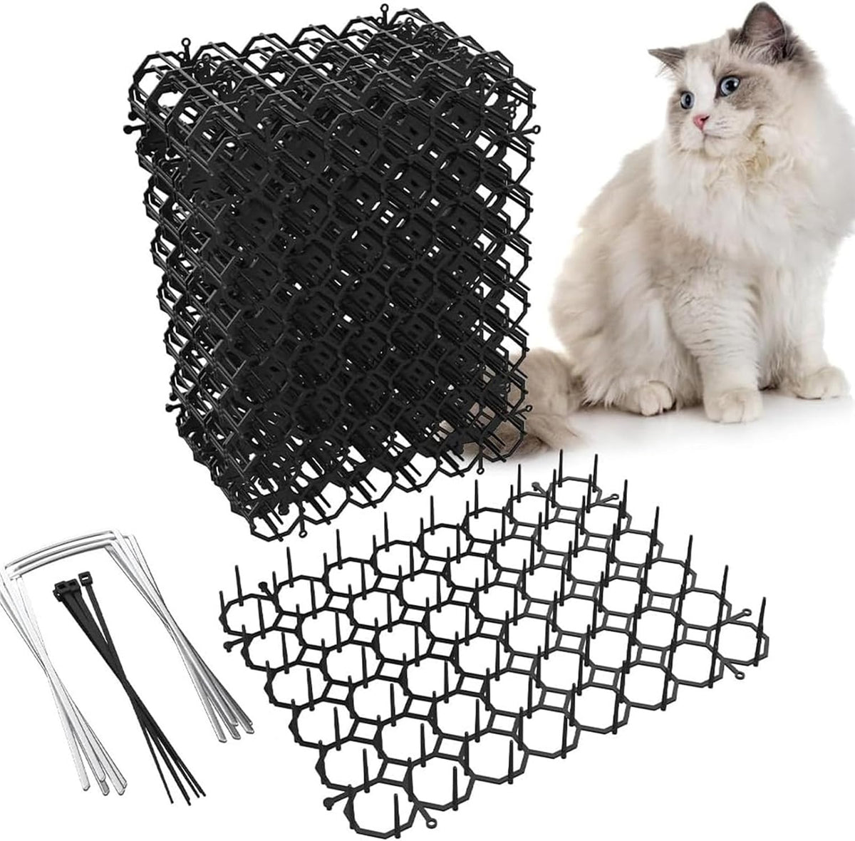 Oceanpax cat scat mat packaging and full 12-pack accessory arrangement