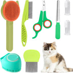 VCZONE 8 Pcs Cat Brush Grooming Kits, Pet Self Cleaning Kit with Pet Nail Clipper and File, Flea Comb, Pet Shampoo Bath Brush, Pet Shedding Brush, Silicone Toothbrush (Pink) - Image 10