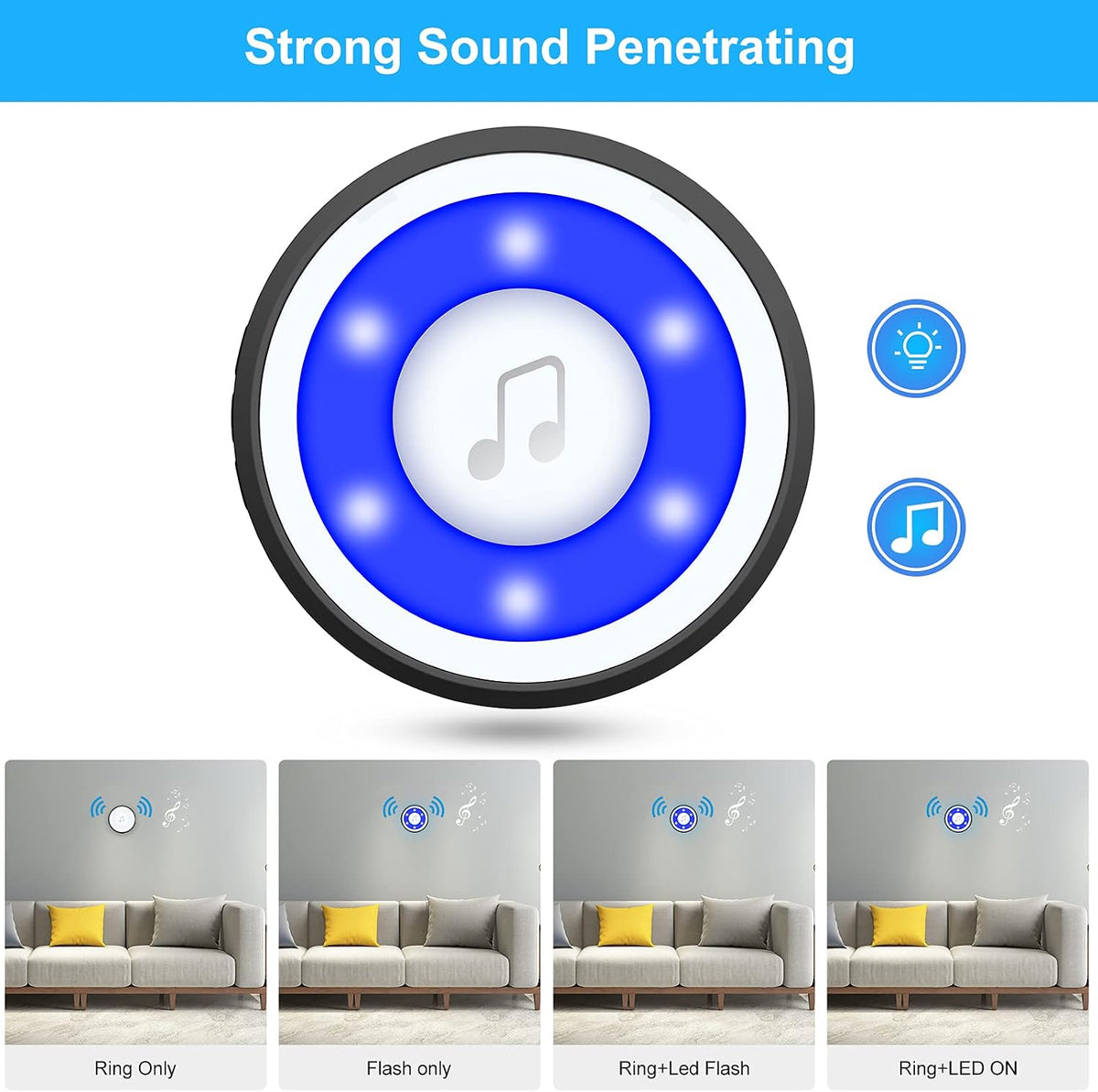 White wireless dog doorbell receiver plugged into wall outlet