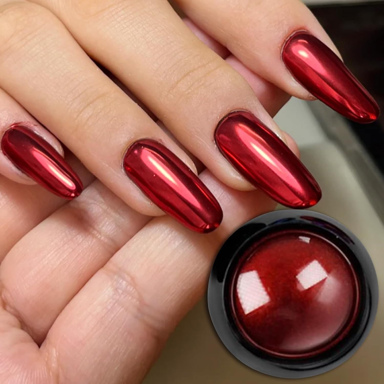 Vonrui red mirror nail art glitter powder front view