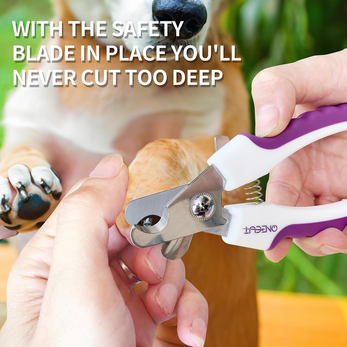 OneCut nail trimmer with safety guard mechanism