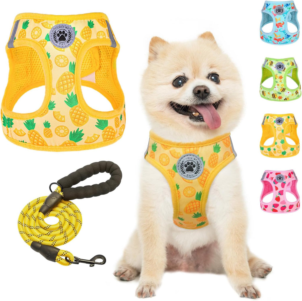 BEAUTYZOO Small Dog Harness and Leash Set,Step in No Choke No Pull Soft Mesh Dog Harnesses Reflective for Extra Small Medium Puppy Dogs and Cats, Plaid Dog Vest Harness for XS S Pets, Beige S - Image 12