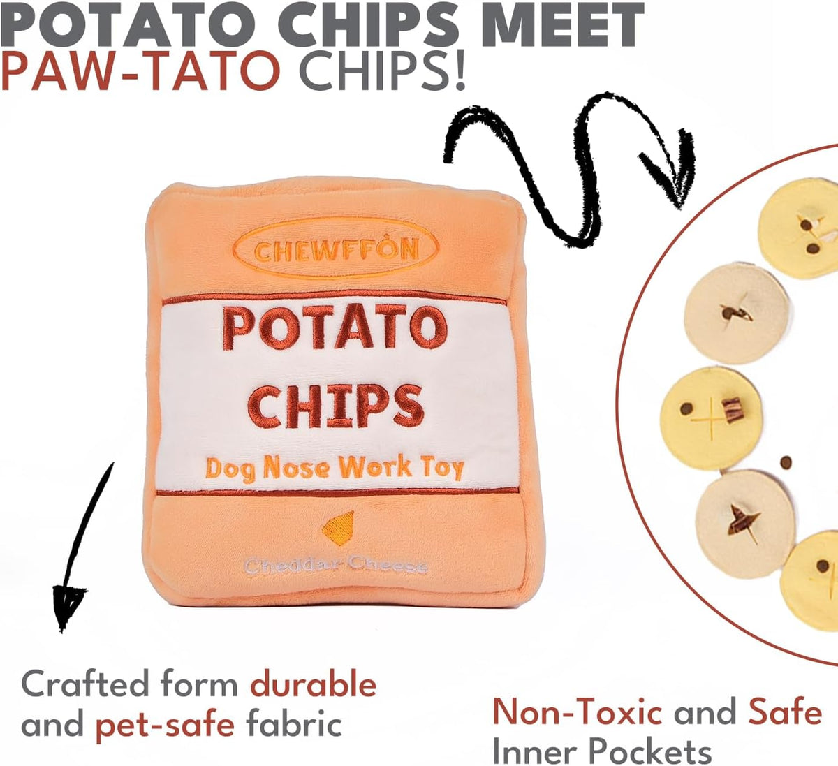 Fourteen hidden treat pockets on the CHEWFFON dog foraging puzzle